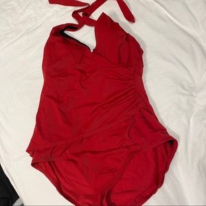 COPY - Plus Slimming Red Halter Swimsuit Jantzen …